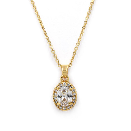 Premium cubic zirconia oval framed necklace