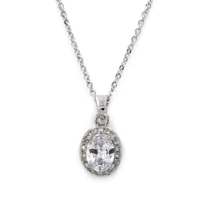Premium cubic zirconia oval framed necklace