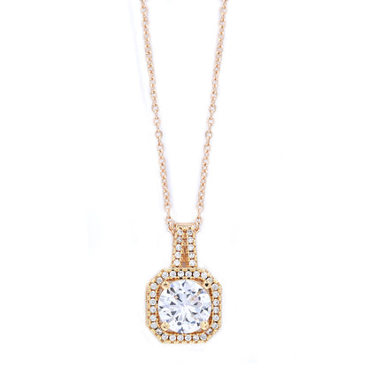 Premium cubic zirconia halo square necklace