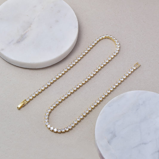 CZYN4760 - Premium brass cubic zirconia tennis necklace