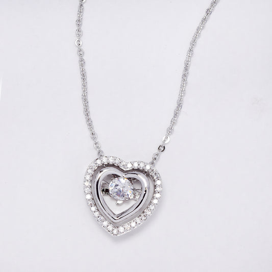 Premium silver cubic zirconia heart necklace
