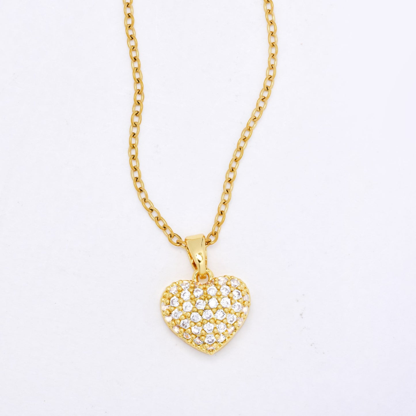 CZYN5833 - Premium brass gold heart pendant on steel chain