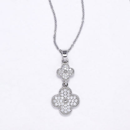 CZYN6174 - CZ double flower necklace