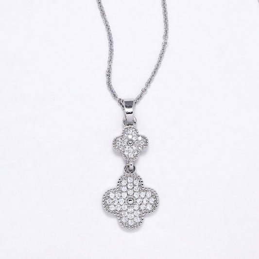 CZYN6174 - CZ double flower necklace