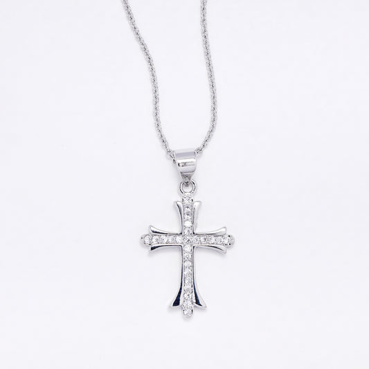 CZYN6176 - CZ pointy cross necklace