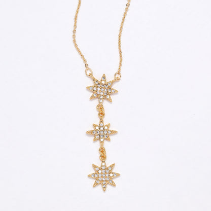CZYN6181 - CZ 3 star drop necklace