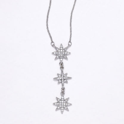 CZYN6181 - CZ 3 star drop necklace