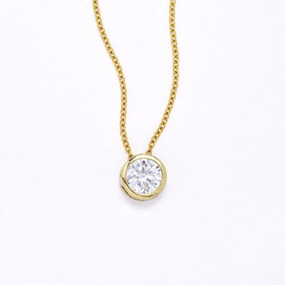 CZYN6227 - 10mm Gold Round CZ Pendant on Chain