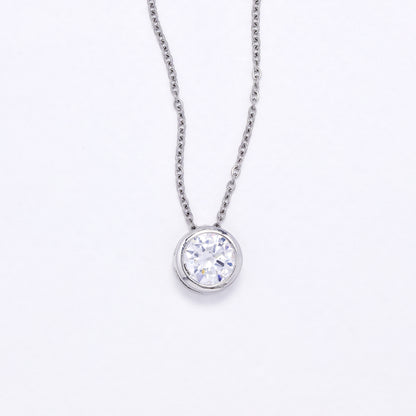 CZYN6227 - 10mm Gold Round CZ Pendant on Chain