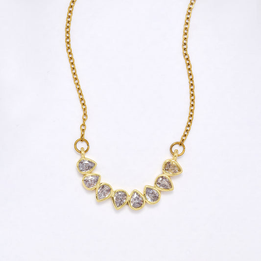 CZYN6228 - 5mm CZ Teardrop Centre Charm Necklace