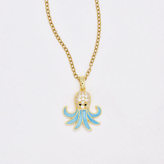 CZYN6456 - St Steel Chain: 40cm + 5cm  CZ octopus necklace