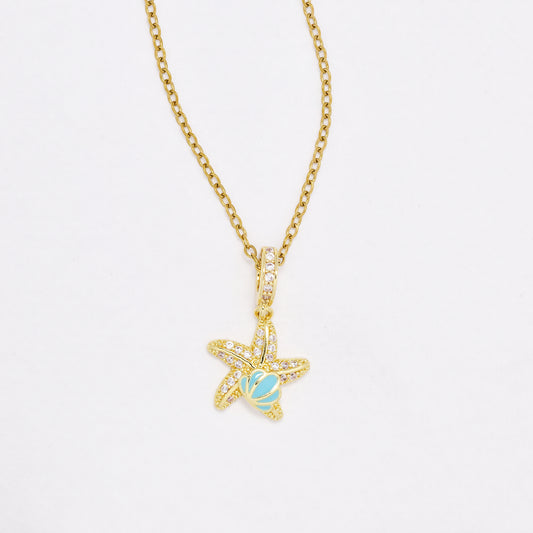 CZYN6467 - Premium  40cm + 5cm CZ starfish necklace