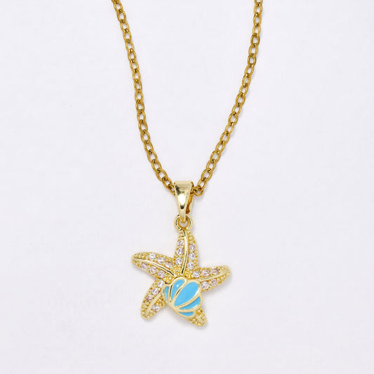 CZYN6467A - Premium  40cm + 5cm CZ starfish necklace