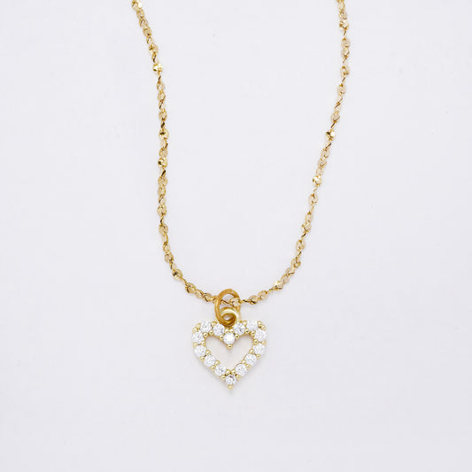 CZYN7340 - Premium brass  41cm + 4.5cm  cutout CZ heart necklace