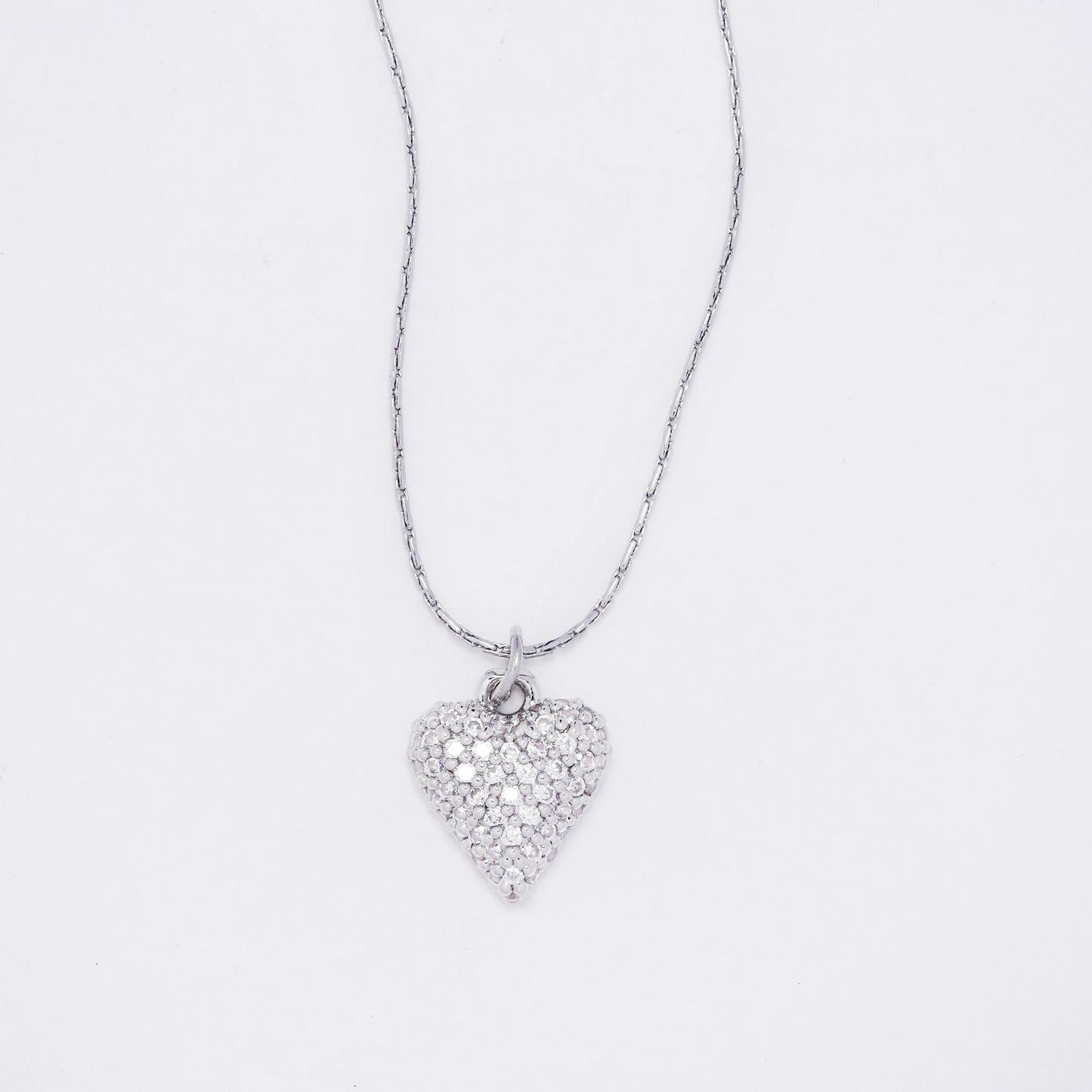 CZYN7341 - Premium brass 40cm + 6cm CZ heart necklace