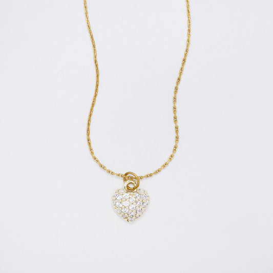 CZYN7342 - Premium brass  41cm + 5cm clusted CZ heart necklace