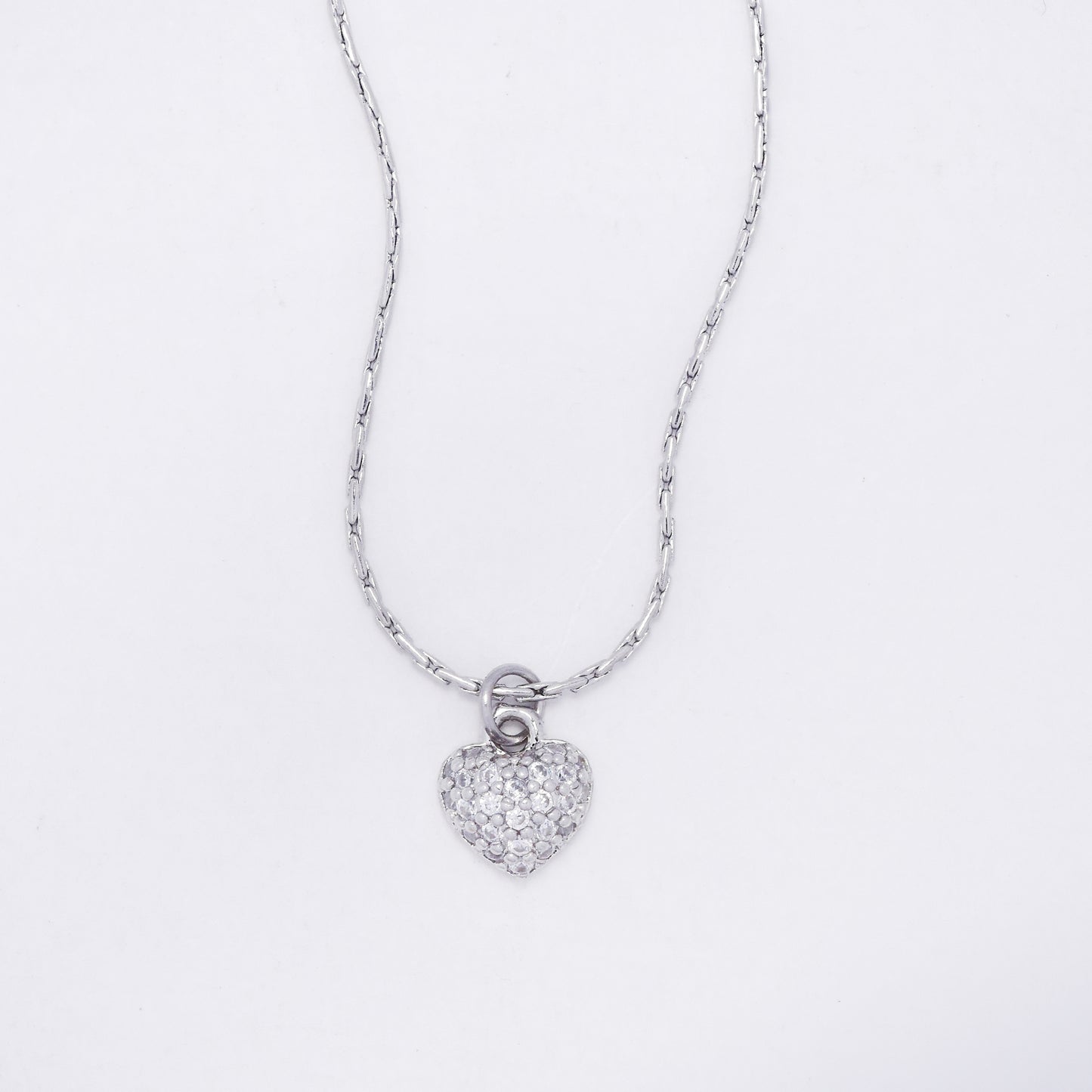 CZYN7342 - Premium brass  41cm + 5cm clusted CZ heart necklace