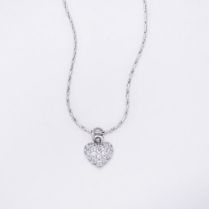 CZYN7342 - Premium brass  41cm + 5cm clusted CZ heart necklace