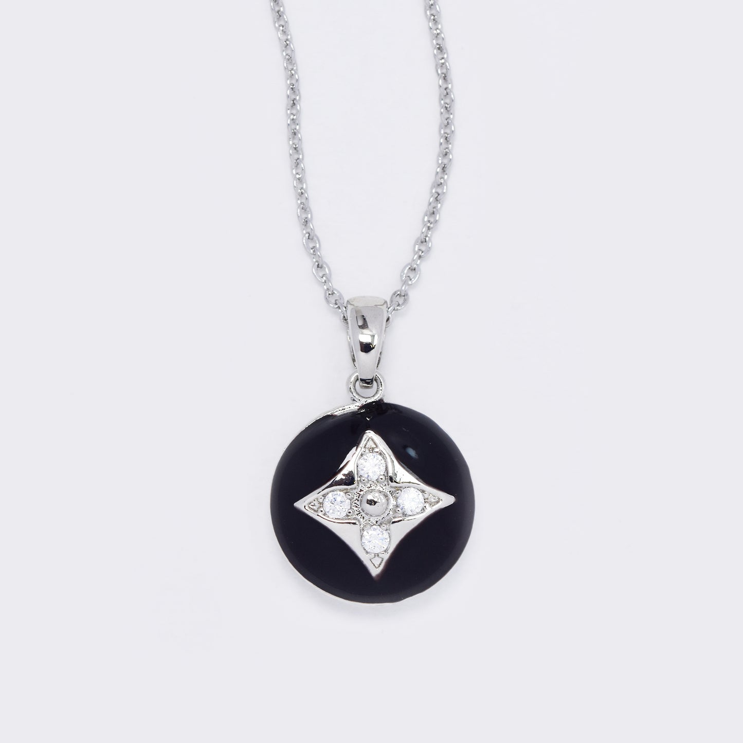 CZ and enamel flower necklace - CZYP5757