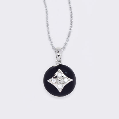 CZ and enamel flower necklace - CZYP5757