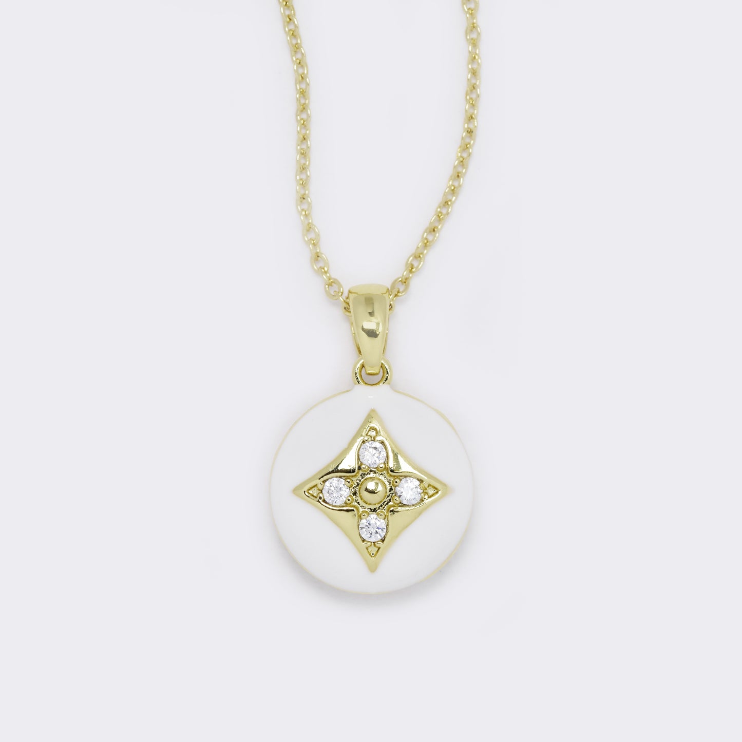 CZ and enamel flower necklace - CZYP5757