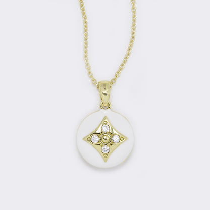 CZ and enamel flower necklace - CZYP5757