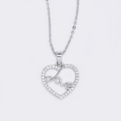 CZ love heart CZ necklace - CZYP5761
