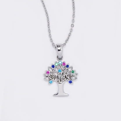 Multi colour CZ tree necklace - CZYP5762