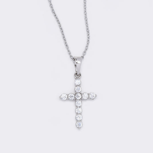 Silver CZ cross necklace - CZYP5784
