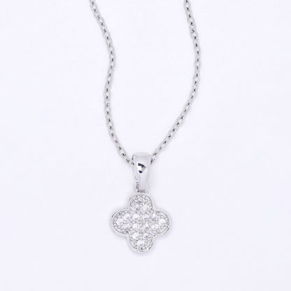 CZYP7488 - Premium brass  CZ four-leaf clover necklace