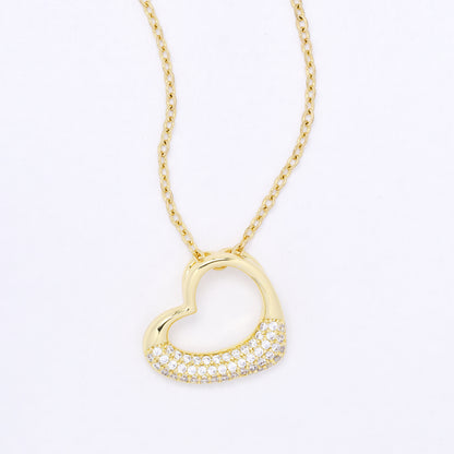 CZYP7490 - Premium brass CZ open heart necklace