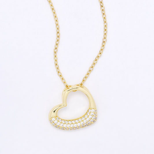 CZYP7490 - Premium brass CZ open heart necklace