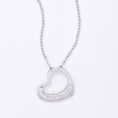 CZYP7490 - Premium brass CZ open heart necklace