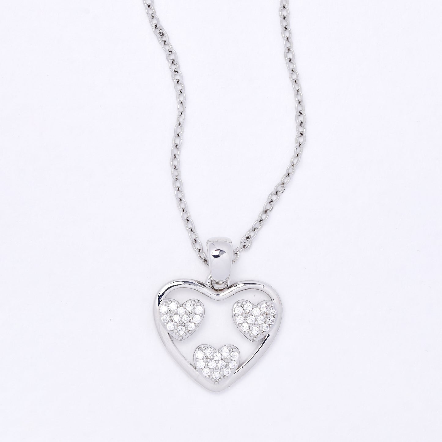 CZYP7491 - Premium brass CZ cluster heart necklace