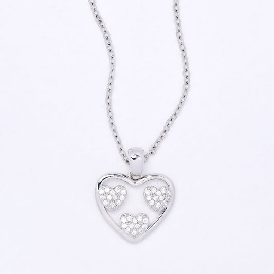 CZYP7491 - Premium brass CZ cluster heart necklace