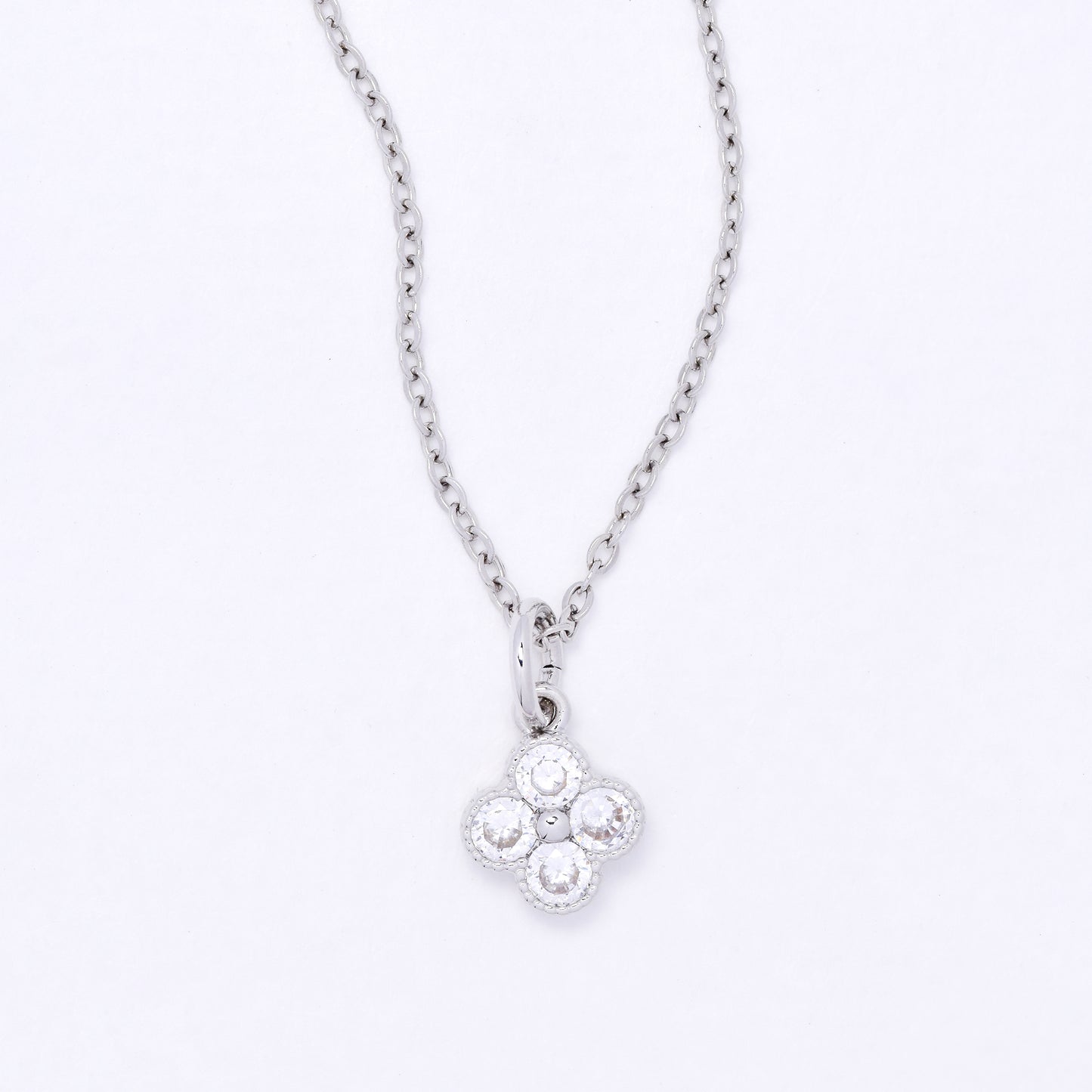 CZYP7495 - Premium brass CZ flower necklace