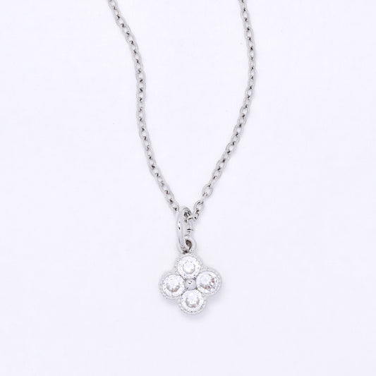 CZYP7495 - Premium brass CZ flower necklace