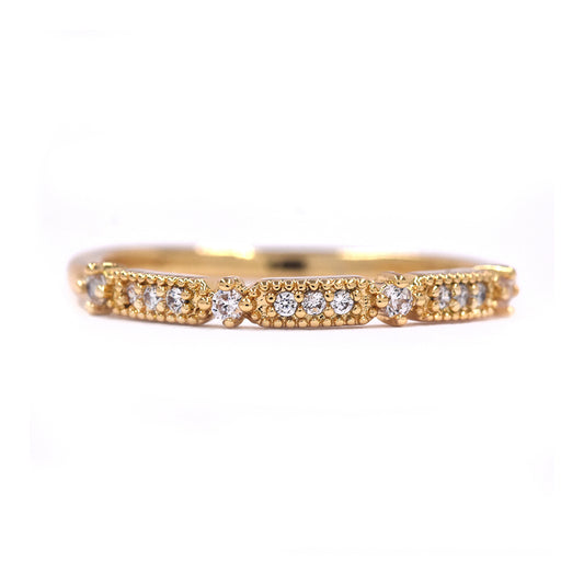 CZYR1026 - Premium brass cubic zirconia rectangle design eternity band ring