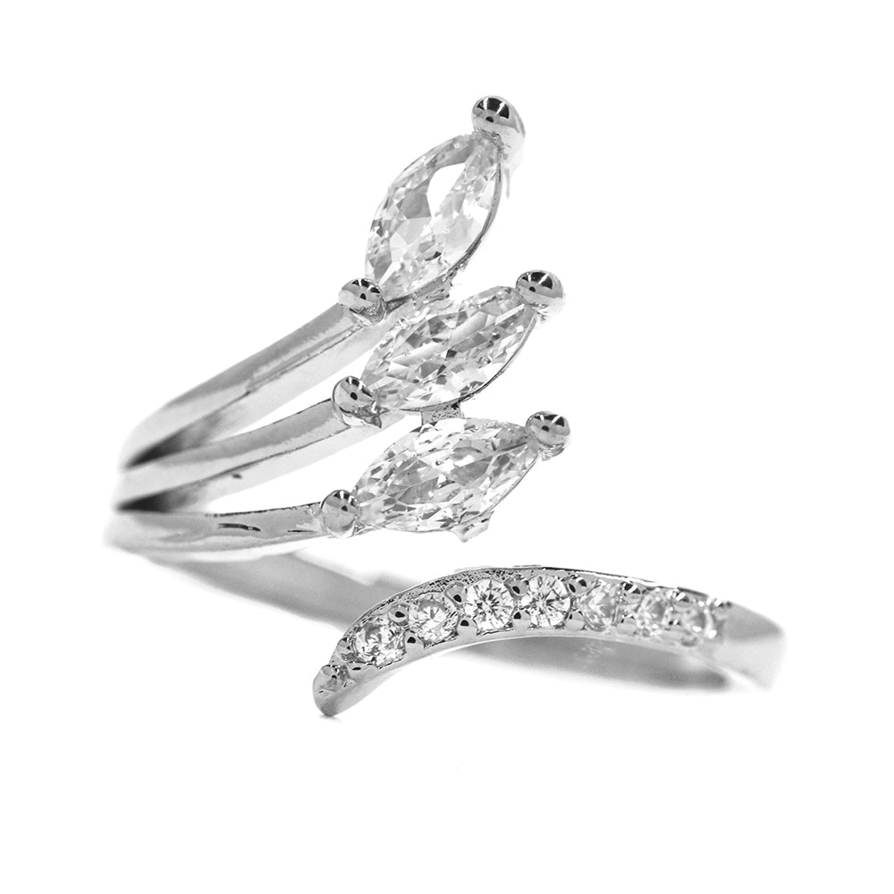 Premium leafy cubic zirconia free size ring