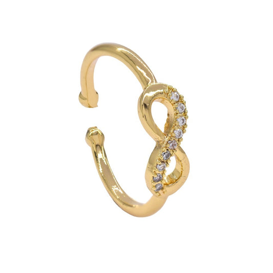 CZYR3758 - Premium brass infinity cubic zirconia free size ring