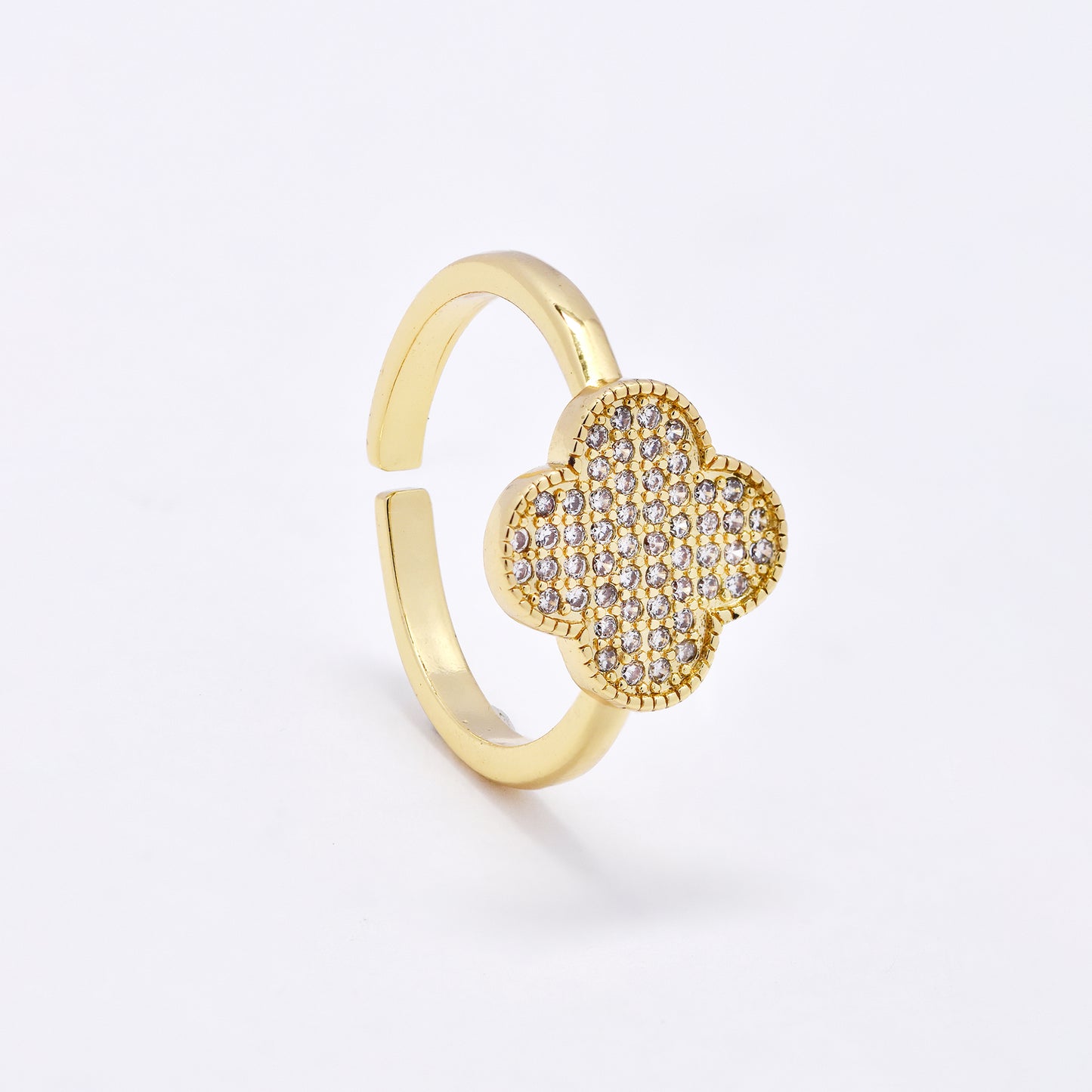 CZYR6235 - CZ Clover Adjustable  Ring