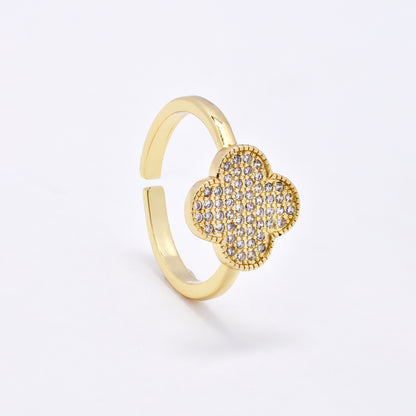 CZYR6235 - CZ Clover Adjustable  Ring