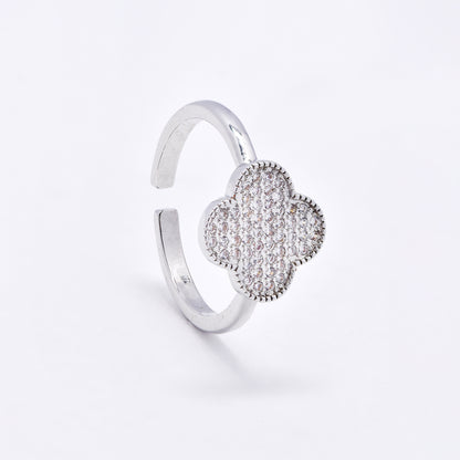 CZYR6235 - CZ Clover Adjustable  Ring
