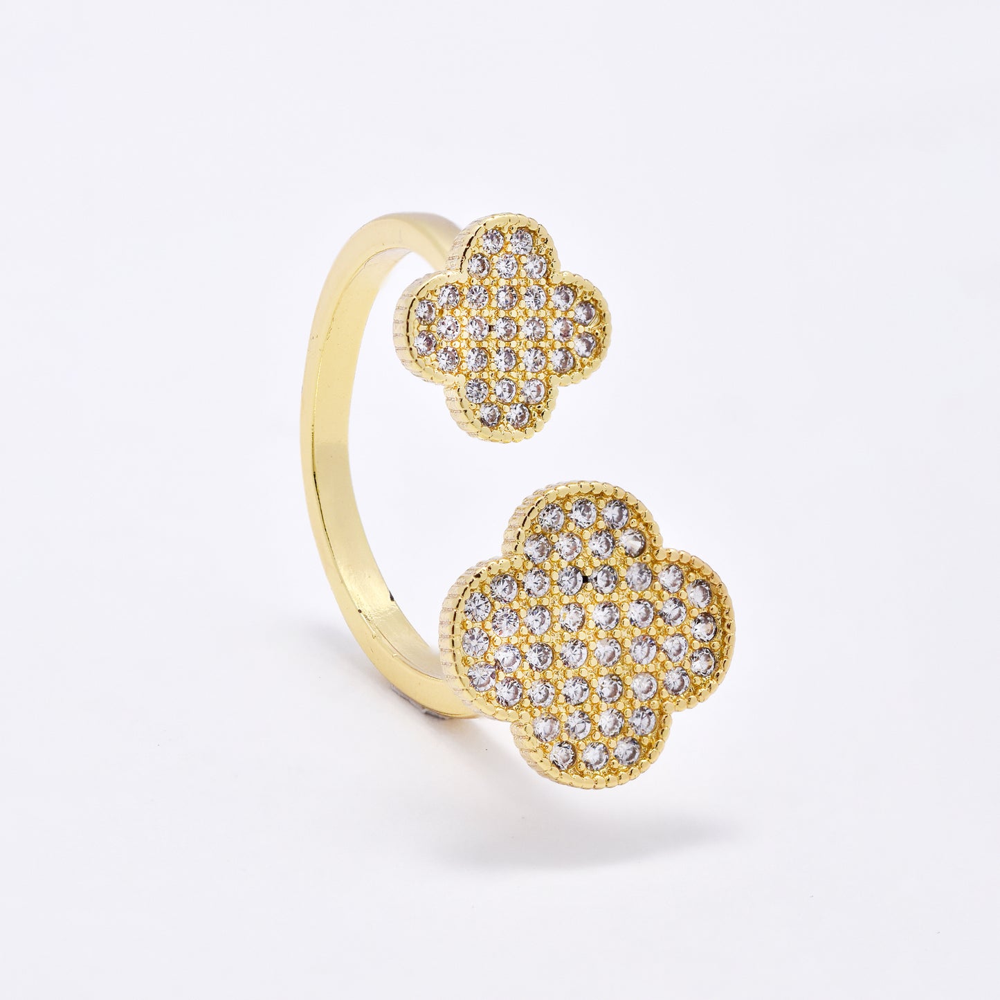 CZYR6236 - CZ Double Clover Adjustable  Ring