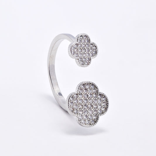 CZYR6236 - CZ Double Clover Adjustable  Ring