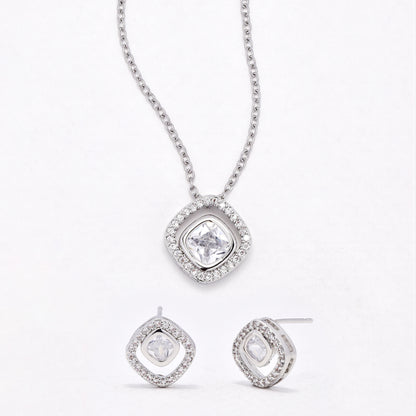 CZYST6587 - Premium square CZ necklace & earring set
