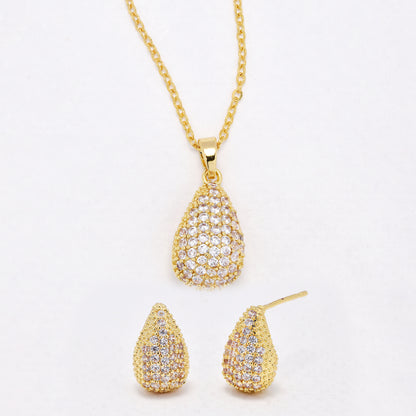 CZYST6591 - Premium CZ teardrop necklace & earring set