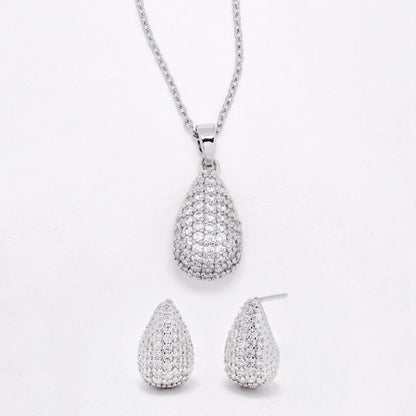 CZYST6591 - Premium CZ teardrop necklace & earring set
