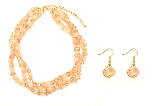 YST5922 - Fashion faceted bead necklace and earring set