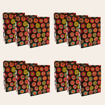 5 Pack black with colourful circle gift bags - Dotty bag